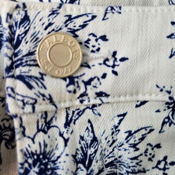 Talbots Skirt Womens Size 4P Bird Toile Print Denim A-Line Stretch Floral Skirt - Picture 11 of 16